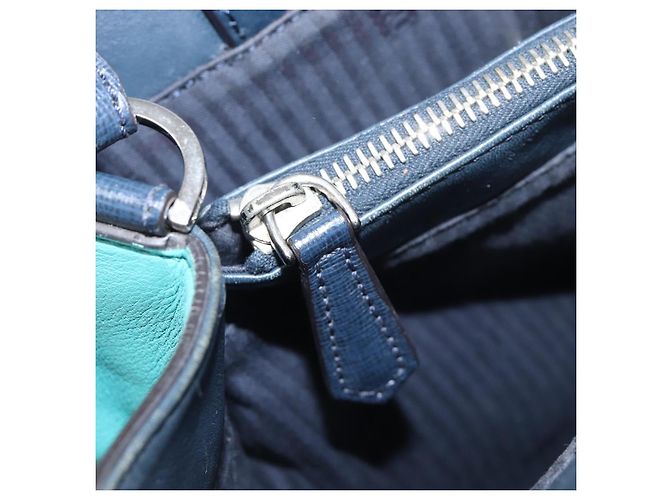 FENDI 2 JOURS Handtasche Leder 2way Navy Silver Auth fm5429A Silber Marineblau - Ansicht 24