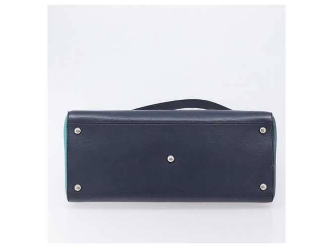 FENDI 2 JOURS Handtasche Leder 2way Navy Silver Auth fm5429A Silber Marineblau - Ansicht 5