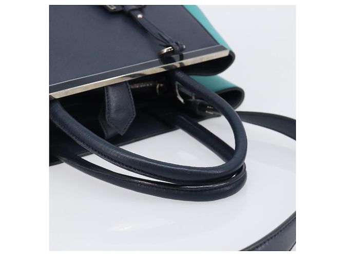 FENDI 2 JOURS Handtasche Leder 2way Navy Silver Auth fm5429A Silber Marineblau - Ansicht 7