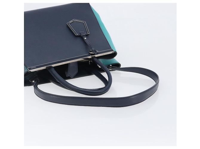 FENDI 2 JOURS Handtasche Leder 2way Navy Silver Auth fm5429A Silber Marineblau - Ansicht 8