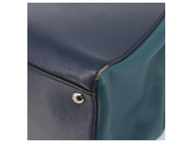 FENDI 2 JOURS Handtasche Leder 2way Navy Silver Auth fm5429A Silber Marineblau - Ansicht 9