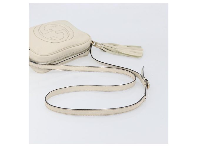 Borsa a tracolla GUCCI in pelle White Gold 308364 Auth 200987V Bianco D'oro - vista 7