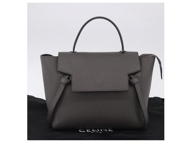 Céline CELINE Borsa Belt Bag Micro Pelle 2 vie Grigio Oro Auth 199385V Marrone D'oro - vista 12