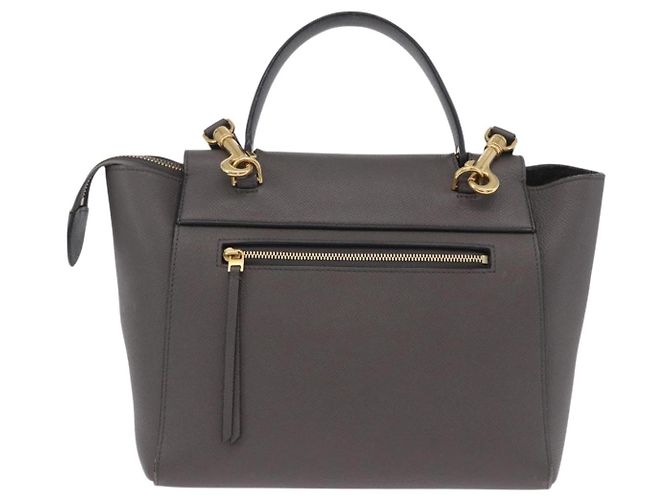 Céline CELINE Borsa Belt Bag Micro Pelle 2 vie Grigio Oro Auth 199385V Marrone D'oro - vista 2