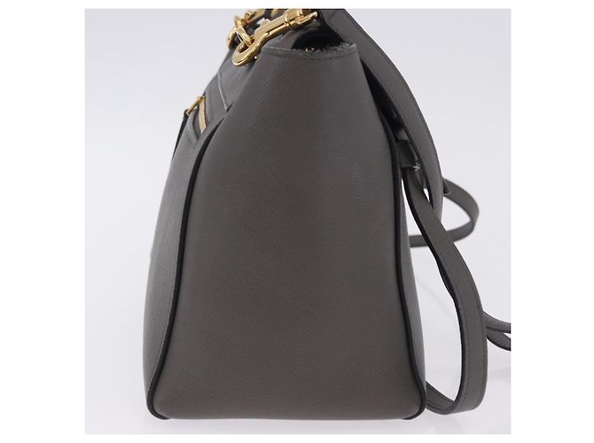 Céline CELINE Borsa Belt Bag Micro Pelle 2 vie Grigio Oro Auth 199385V Marrone D'oro - vista 4