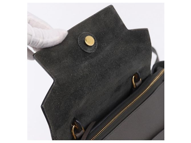 Céline CELINE Borsa Belt Bag Micro Pelle 2 vie Grigio Oro Auth 199385V Marrone D'oro - vista 9
