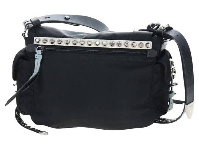 Borsa a tracolla PRADA Nylon Nero Argento Auth 199923SAM - vista 2
