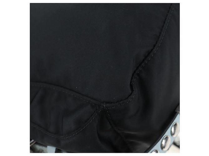 Borsa a tracolla PRADA Nylon Nero Argento Auth 199923SAM - vista 20