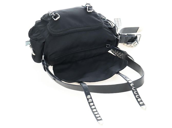 Borsa a tracolla PRADA Nylon Nero Argento Auth 199923SAM - vista 25