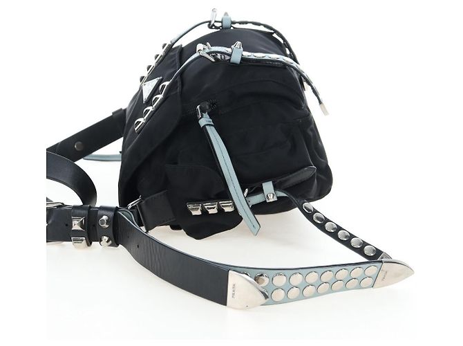 Borsa a tracolla PRADA Nylon Nero Argento Auth 199923SAM - vista 3