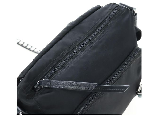 Borsa a tracolla PRADA Nylon Nero Argento Auth 199923SAM - vista 30