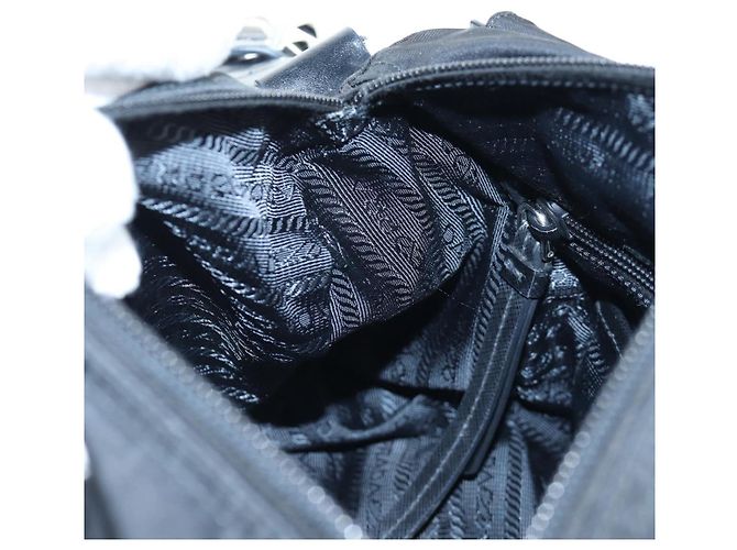 Borsa a tracolla PRADA Nylon Nero Argento Auth 199923SAM - vista 33