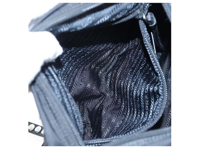 Borsa a tracolla PRADA Nylon Nero Argento Auth 199923SAM - vista 35