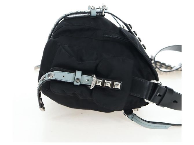 Borsa a tracolla PRADA Nylon Nero Argento Auth 199923SAM - vista 4