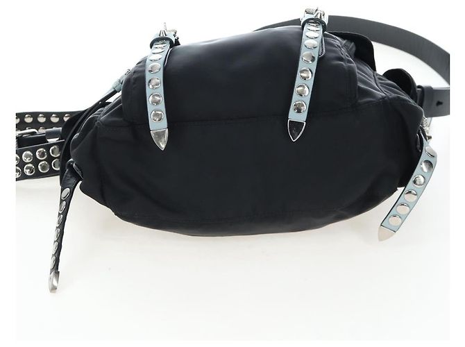 Borsa a tracolla PRADA Nylon Nero Argento Auth 199923SAM - vista 5