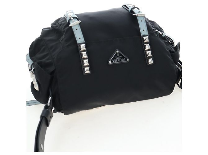 Borsa a tracolla PRADA Nylon Nero Argento Auth 199923SAM - vista 6