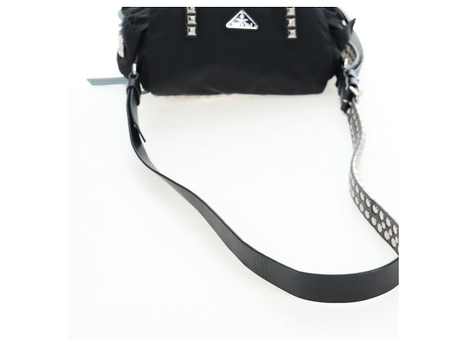 Borsa a tracolla PRADA Nylon Nero Argento Auth 199923SAM - vista 7