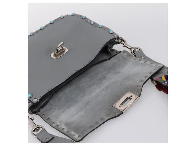 Borsa a tracolla VALENTINO in pelle Gray Blue Auth 202167 Marrone - vista 10