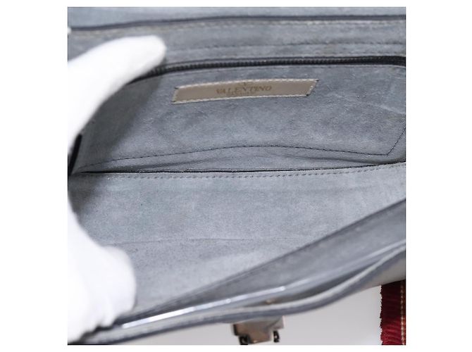Borsa a tracolla VALENTINO in pelle Gray Blue Auth 202167 Marrone - vista 11