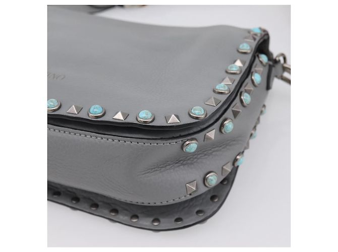 Borsa a tracolla VALENTINO in pelle Gray Blue Auth 202167 Marrone - vista 15