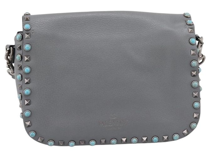 Borsa a tracolla VALENTINO in pelle Gray Blue Auth 202167 Marrone - vista 2