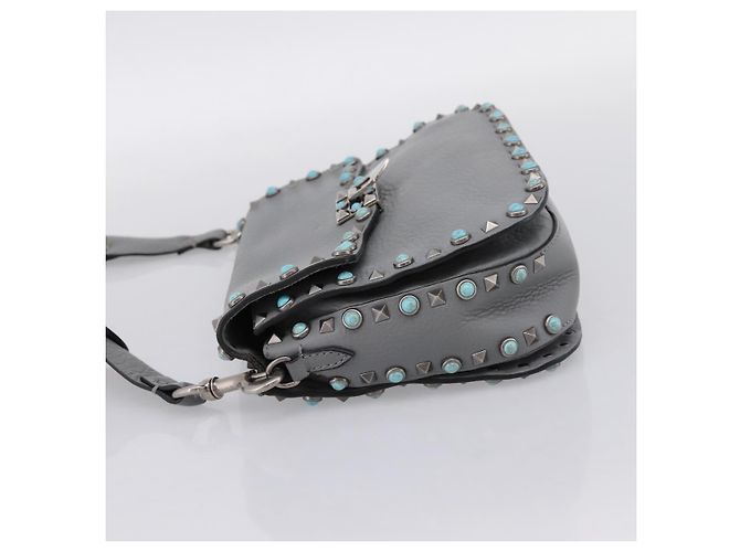 Borsa a tracolla VALENTINO in pelle Gray Blue Auth 202167 Marrone - vista 3