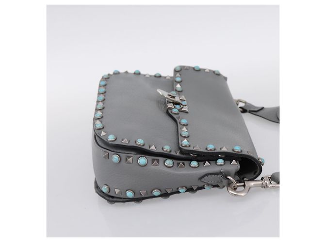 Borsa a tracolla VALENTINO in pelle Gray Blue Auth 202167 Marrone - vista 4
