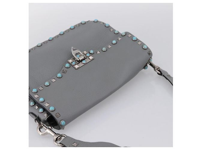 Borsa a tracolla VALENTINO in pelle Gray Blue Auth 202167 Marrone - vista 6