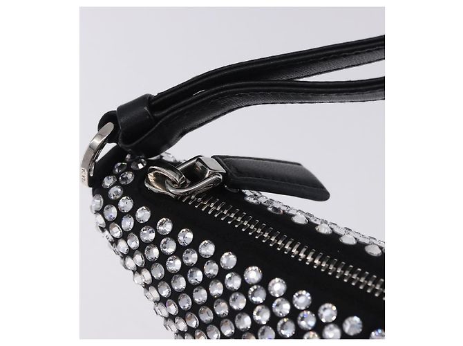 Borsa a mano PRADA Strass Canvas Black Silver Auth 199965M Nero Argento - vista 10