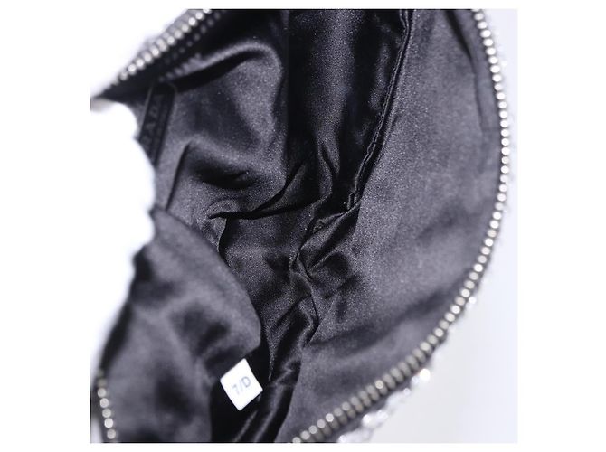 Borsa a mano PRADA Strass Canvas Black Silver Auth 199965M Nero Argento - vista 11