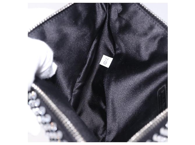 Borsa a mano PRADA Strass Canvas Black Silver Auth 199965M Nero Argento - vista 20