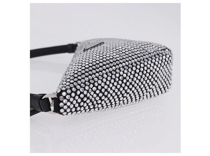 Borsa a mano PRADA Strass Canvas Black Silver Auth 199965M Nero Argento - vista 4