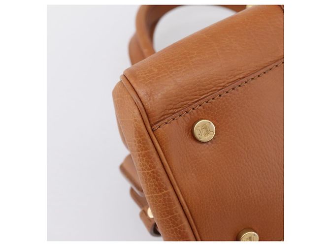 Céline CELINE Doctors Hand Bag Leather Brown Gold Auth 199386A Marrone D'oro - vista 14