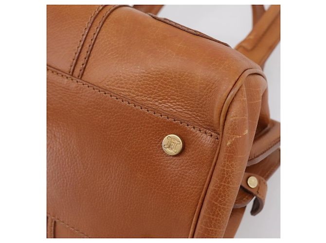 Céline CELINE Doctors Hand Bag Leather Brown Gold Auth 199386A Marrone D'oro - vista 15