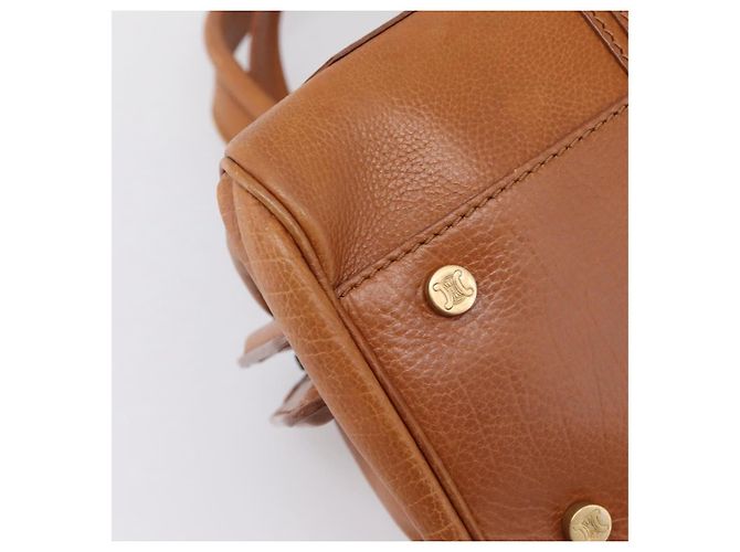 Céline CELINE Doctors Hand Bag Leather Brown Gold Auth 199386A Marrone D'oro - vista 16