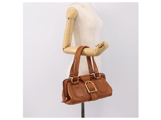 Céline CELINE Doctors Hand Bag Leather Brown Gold Auth 199386A Marrone D'oro - vista 23