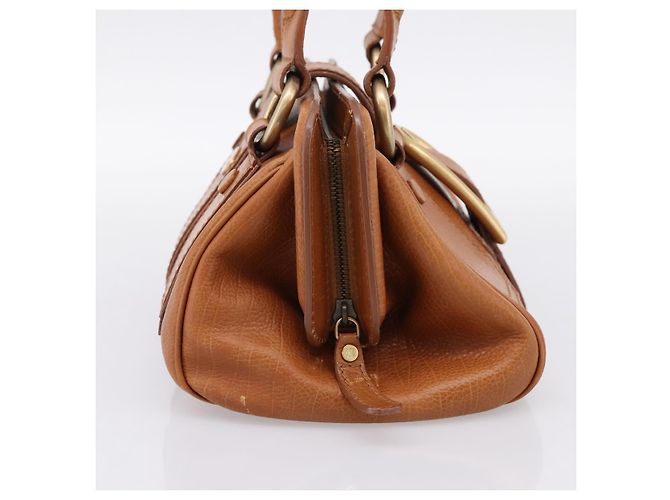 Céline CELINE Doctors Hand Bag Leather Brown Gold Auth 199386A Marrone D'oro - vista 3