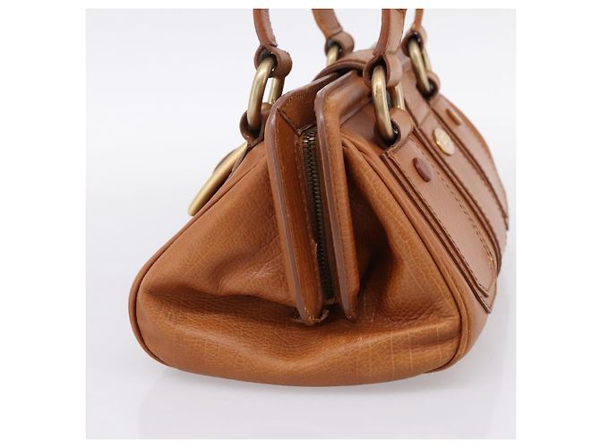 Céline CELINE Doctors Hand Bag Leather Brown Gold Auth 199386A Marrone D'oro - vista 4