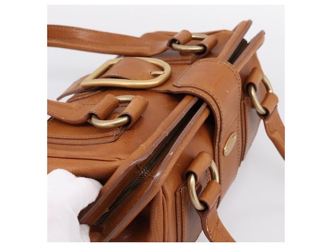 Céline CELINE Doctors Hand Bag Leather Brown Gold Auth 199386A Marrone D'oro - vista 6