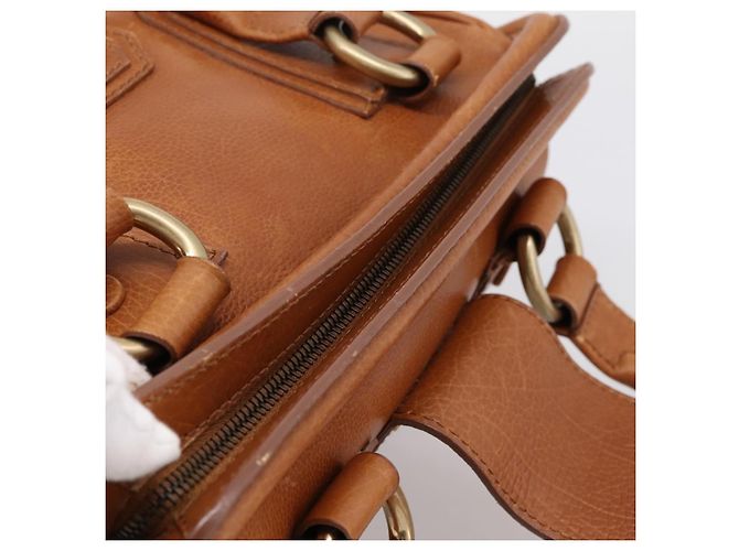 Céline CELINE Doctors Hand Bag Leather Brown Gold Auth 199386A Marrone D'oro - vista 7