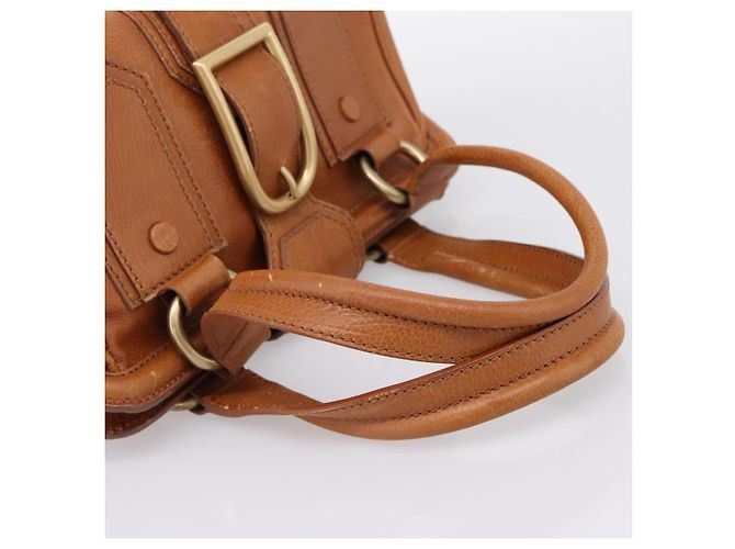 Céline CELINE Doctors Hand Bag Leather Brown Gold Auth 199386A Marrone D'oro - vista 8