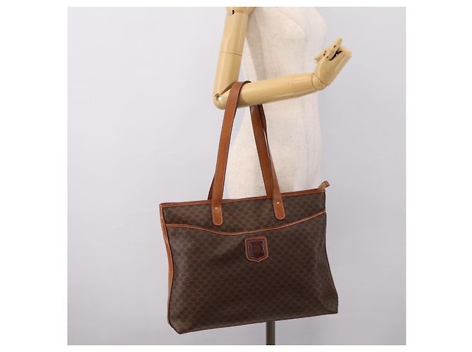 Céline Borsa Tote CELINE Macadam PVC Pelle Marrone Auth 202166 - vista 23