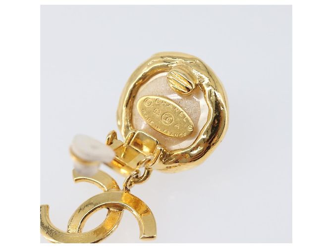 Orecchini CHANEL metallo Gold Tone CC Auth 201011 - vista 11
