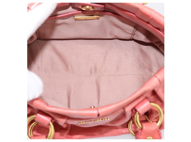 Borsa a mano Miu Miu Vitello Luxe in pelle 2way Rosa Oro Auth 199481M D'oro - vista 10