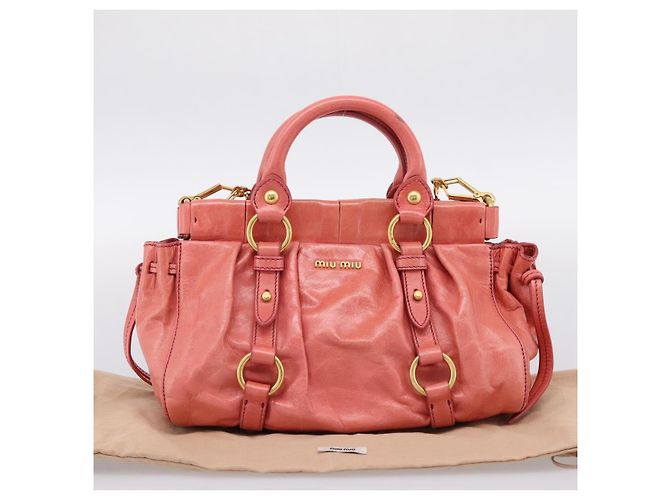 Borsa a mano Miu Miu Vitello Luxe in pelle 2way Rosa Oro Auth 199481M D'oro - vista 12