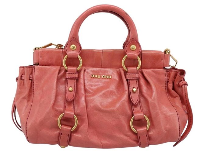 Borsa a mano Miu Miu Vitello Luxe in pelle 2way Rosa Oro Auth 199481M D'oro - vista 13