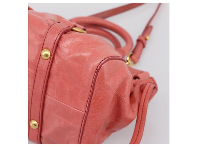 Borsa a mano Miu Miu Vitello Luxe in pelle 2way Rosa Oro Auth 199481M D'oro - vista 16