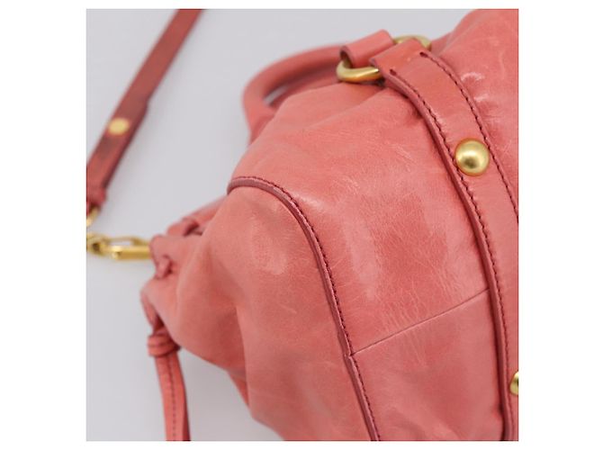 Borsa a mano Miu Miu Vitello Luxe in pelle 2way Rosa Oro Auth 199481M D'oro - vista 17