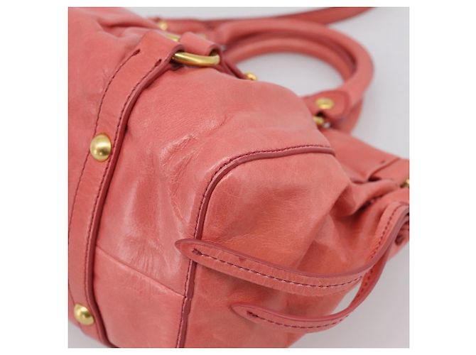 Borsa a mano Miu Miu Vitello Luxe in pelle 2way Rosa Oro Auth 199481M D'oro - vista 18