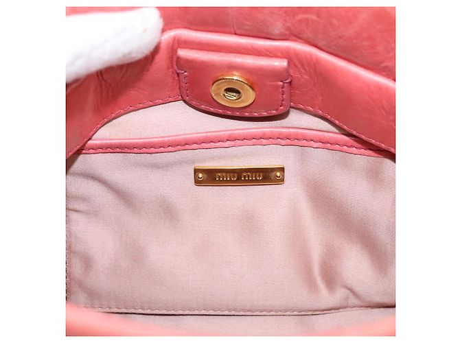Borsa a mano Miu Miu Vitello Luxe in pelle 2way Rosa Oro Auth 199481M D'oro - vista 20